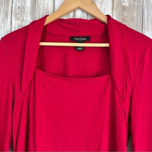 White House Black Market Red Square Neck Blouse - Picture 4 of 5